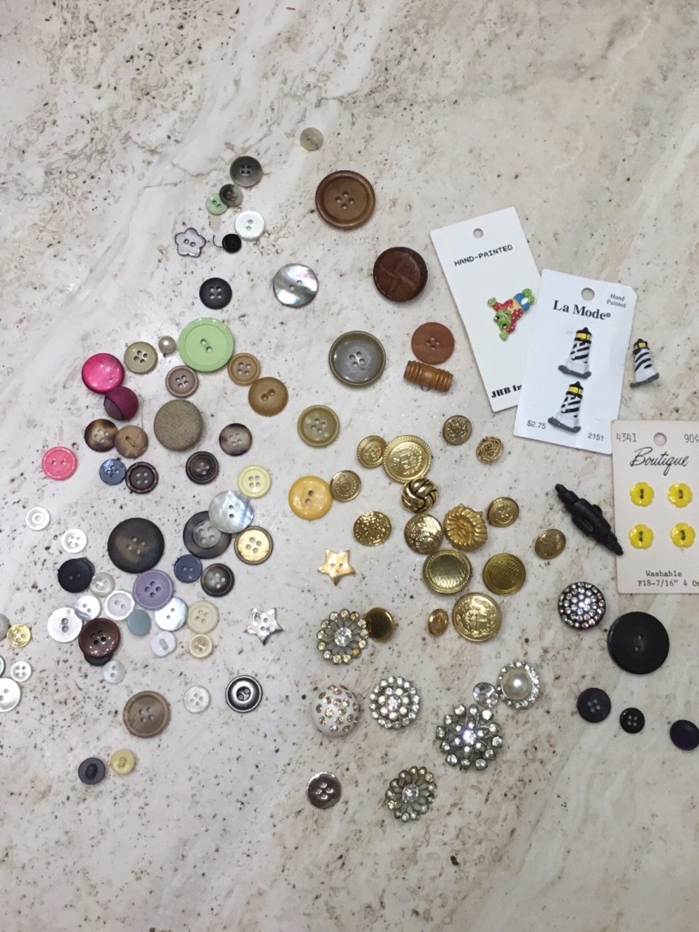 Buttons Metal, Rhinestone, Plastic Multi Color Mixed Sizes